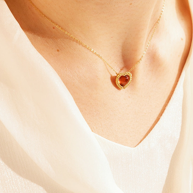 HannahChoice handmade gold woven garnet necklace