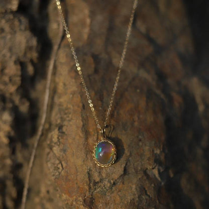 HannahChoice Handmade gold braided opal necklace